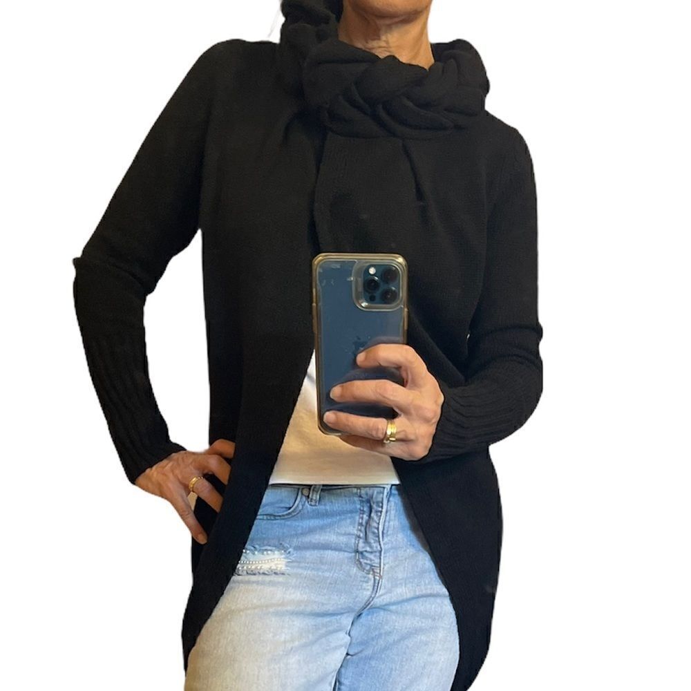 BANANA REPUBLIC Black Braided Collar Wool Blend Cardigan Sweater Jacket.Size XS